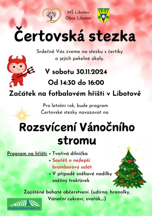 Čertovská stezka a Rozsvícení Vánočního stromu